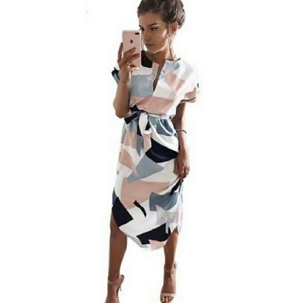Geo Print Midi Dress